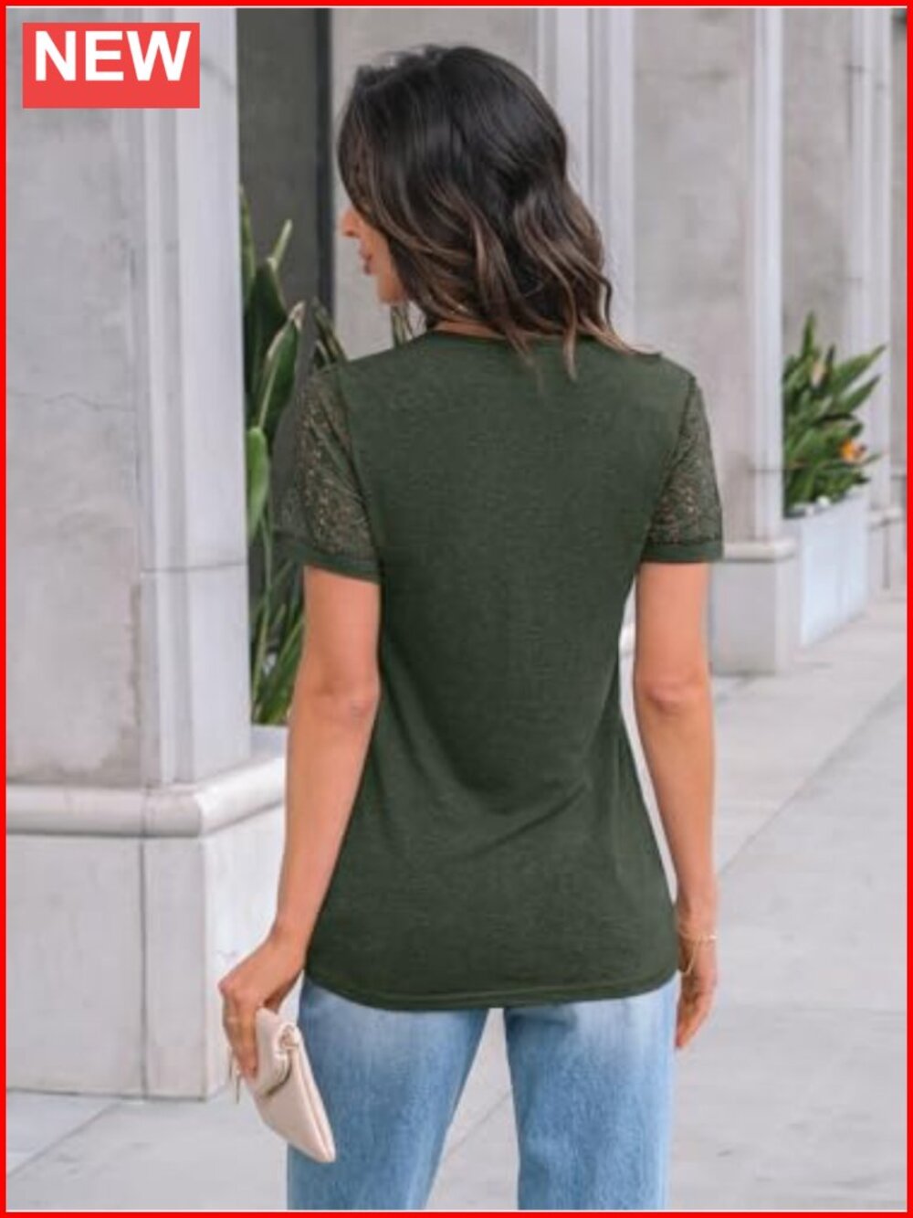 Women's Dressy Lace Short Sleeve T-Shirt Blouse Business Casual Top - Picture 3 of 6